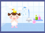 矢量儿童素材小孩洗澡