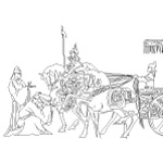 精细白描马车人物