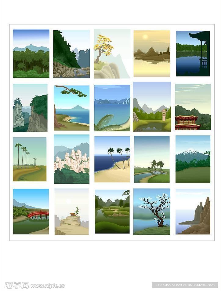 山水矢量图 20张