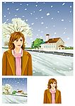 雪地里的美女