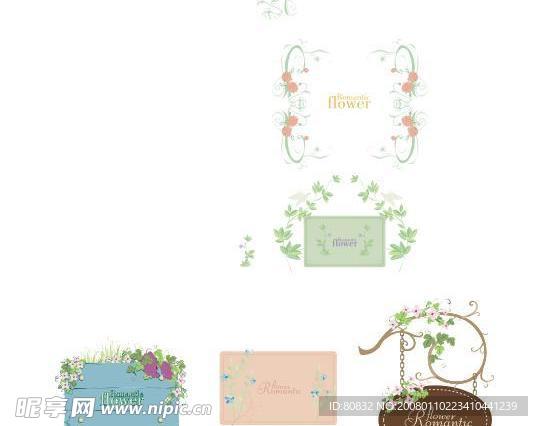 韩国花纹矢量花草边框