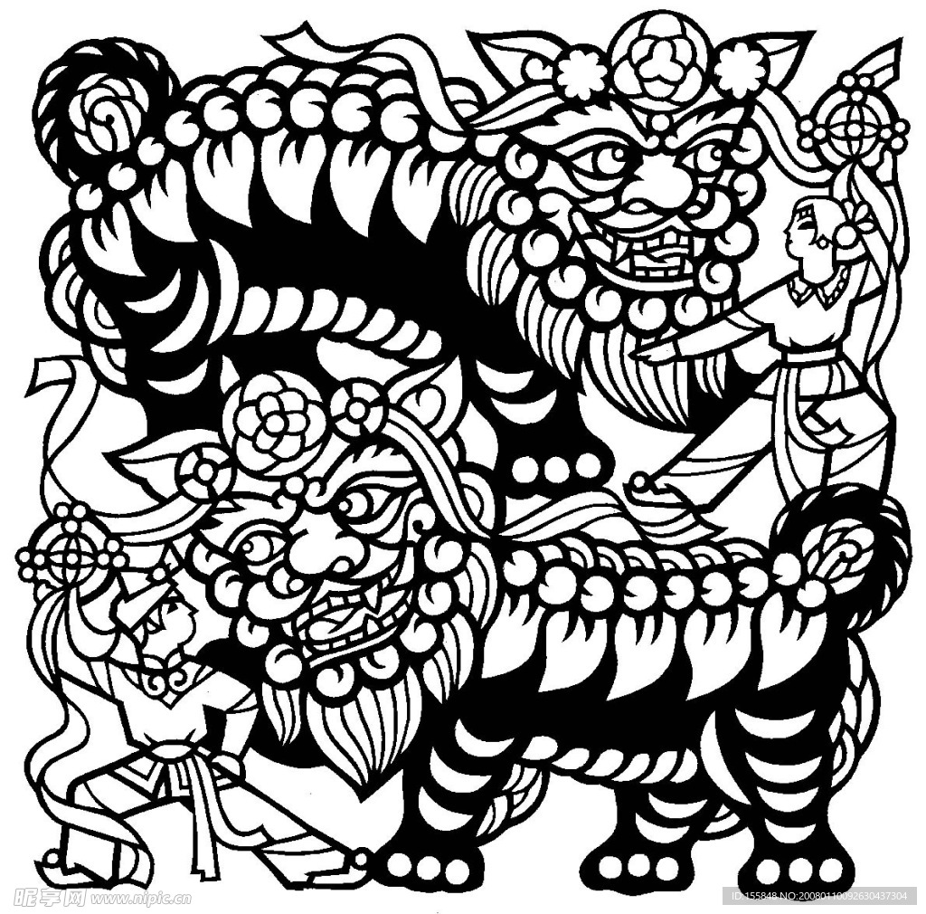 剪纸-狮子
