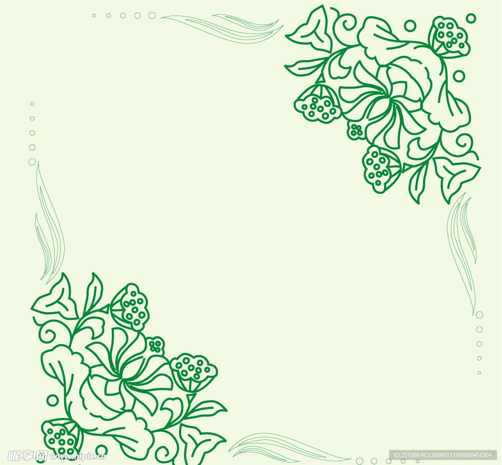 荷花、莲子花纹