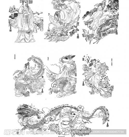 传统古典人物白描图7张