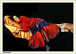 姜国芳的清宫油画：《她在静中等待》