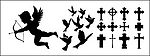 爱神、鸽子、十字架剪影