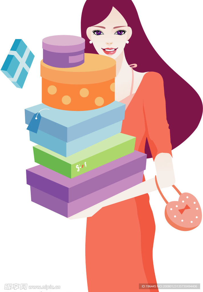 时尚送礼美女矢量图