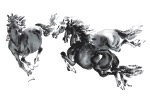 矢量水墨奔马图案
