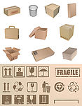 包装盒与包装常用标志矢量素材