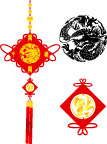 刻画精美的矢量中国结+龙