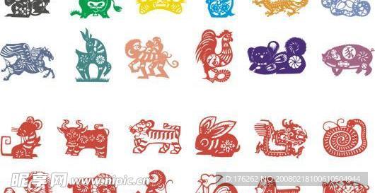 12生肖矢量卡通素材集合图片