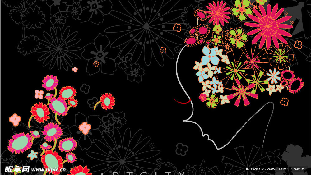 黑色   底纹 花
