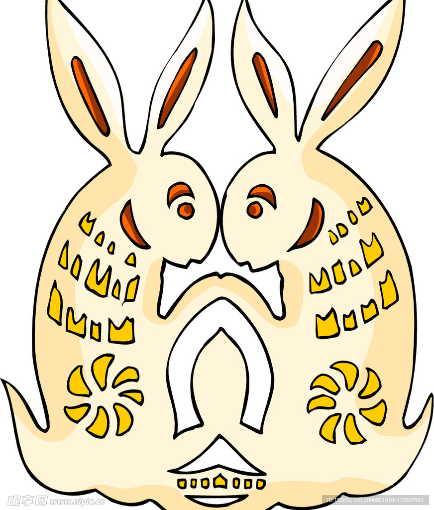 古代彩色图案-兔