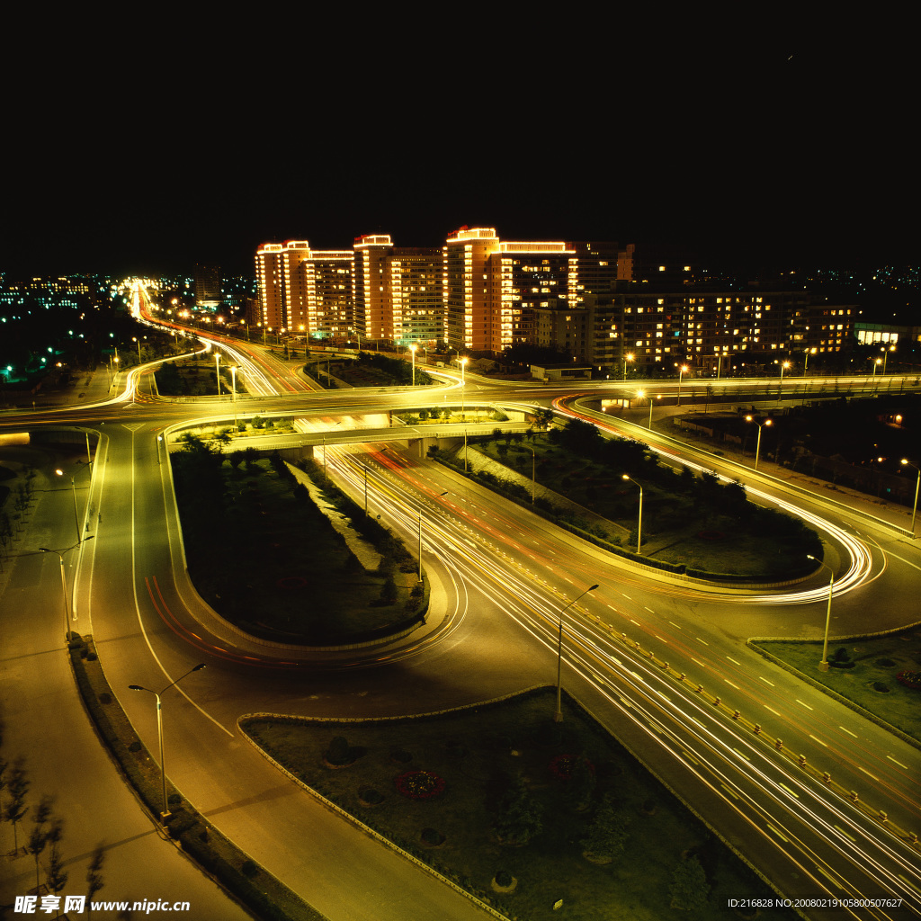 北京建筑,道路夜景素材