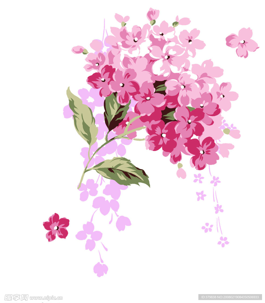 粉紫色的时尚花卉与蝴蝶psd分层素材