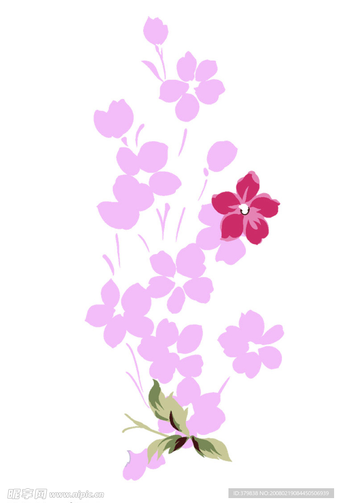 粉紫色的时尚花卉与蝴蝶psd分层素材