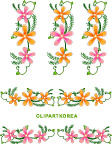 韩国花卉、水果与蝴蝶花边矢量素材