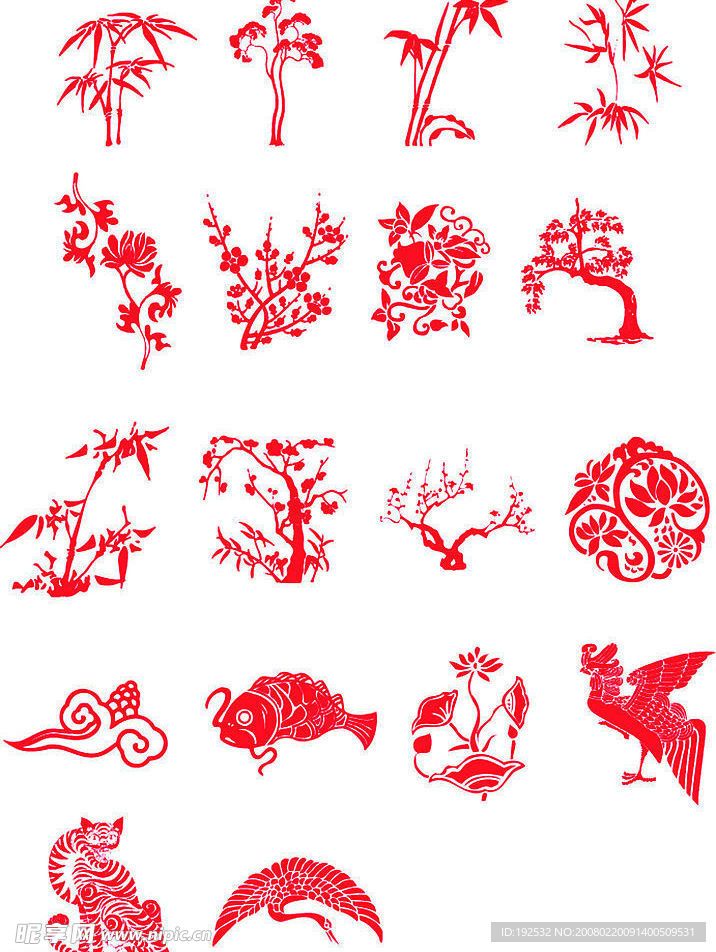 中国传统动植物矢量图