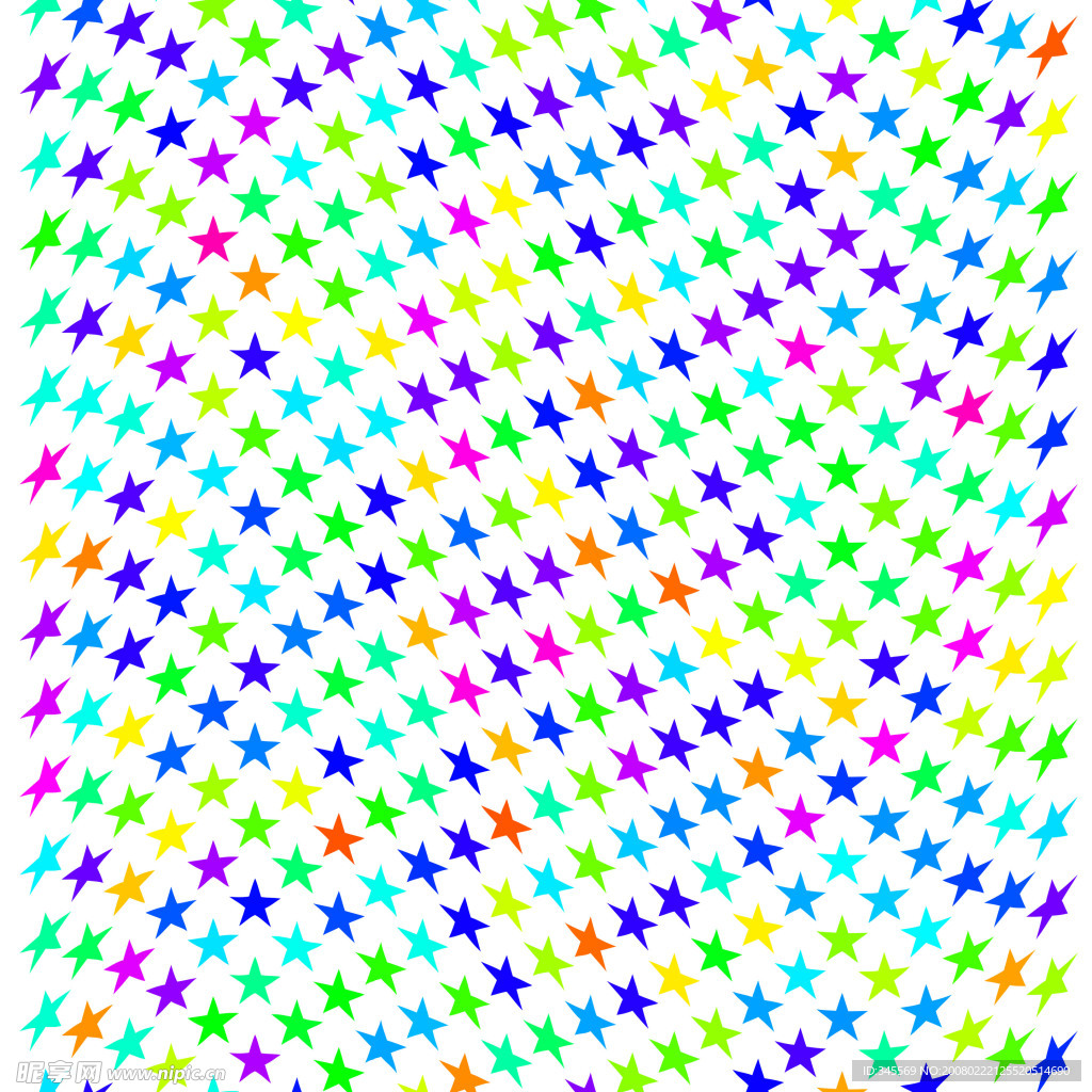 排列弧形状的五角星