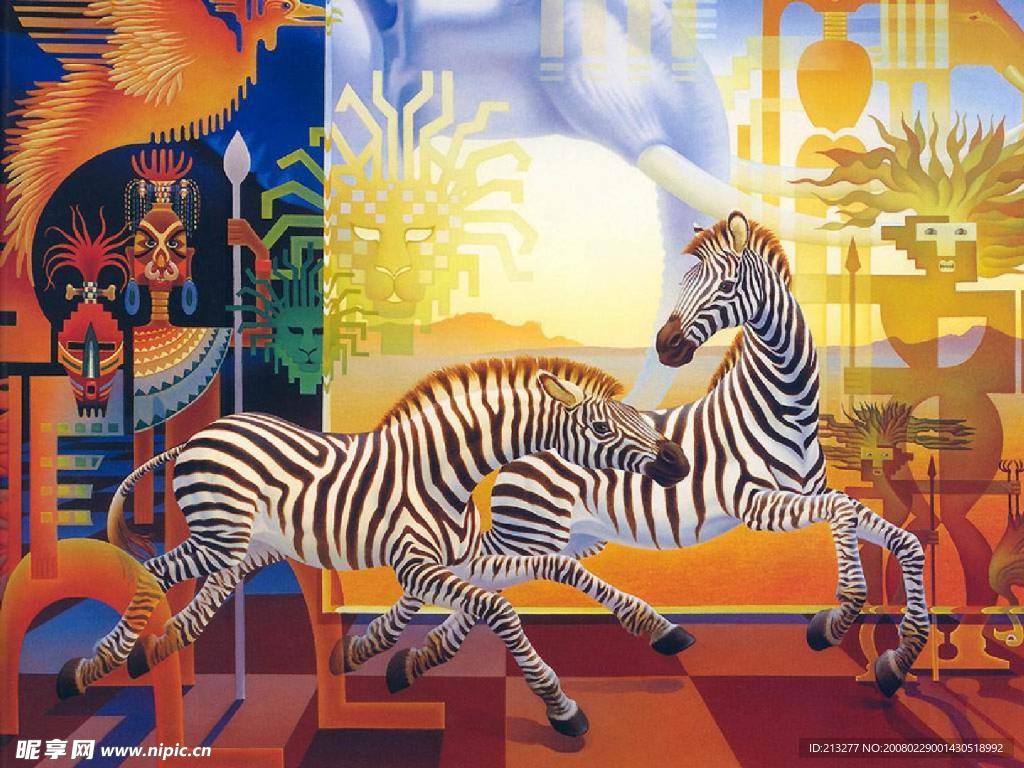 精美奇妙的动物画：斑马