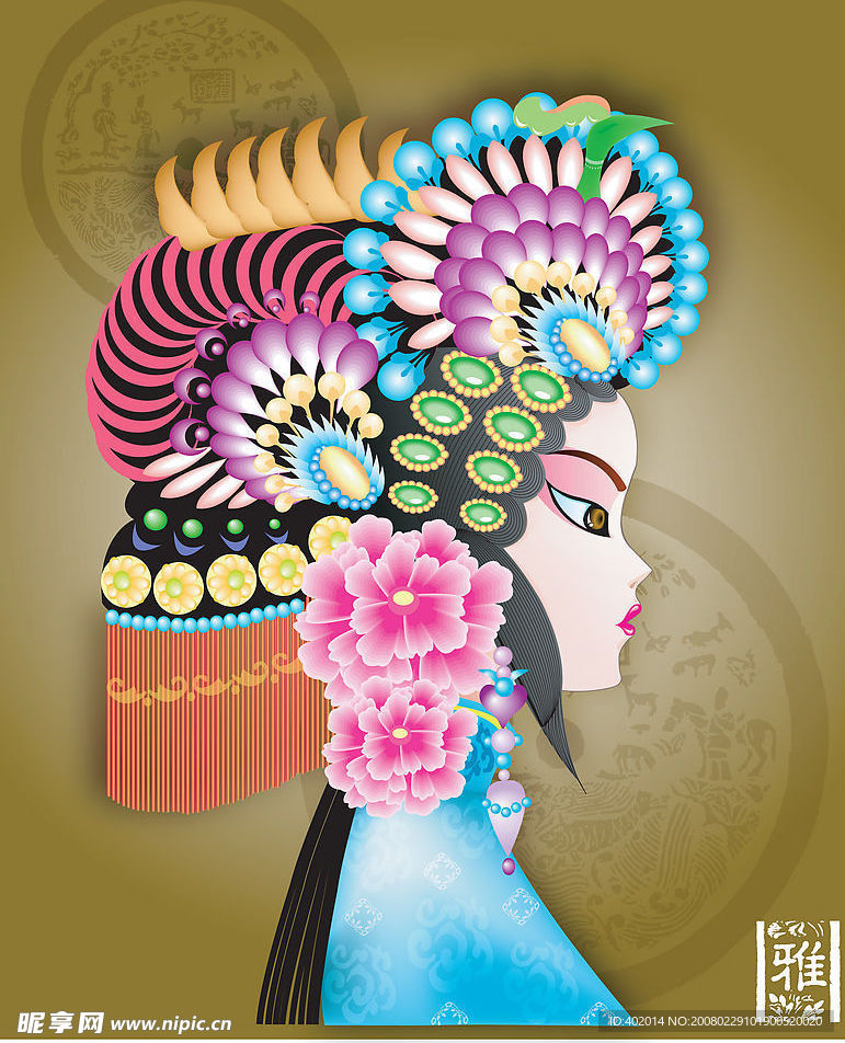 京剧花旦人物矢量图