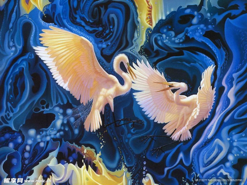精美奇妙的动物画：仙鹤之舞