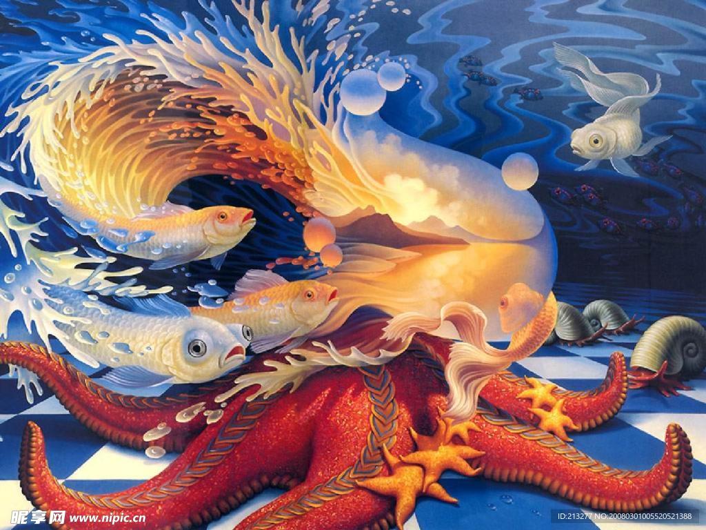 精美奇妙的动物画：海底世界