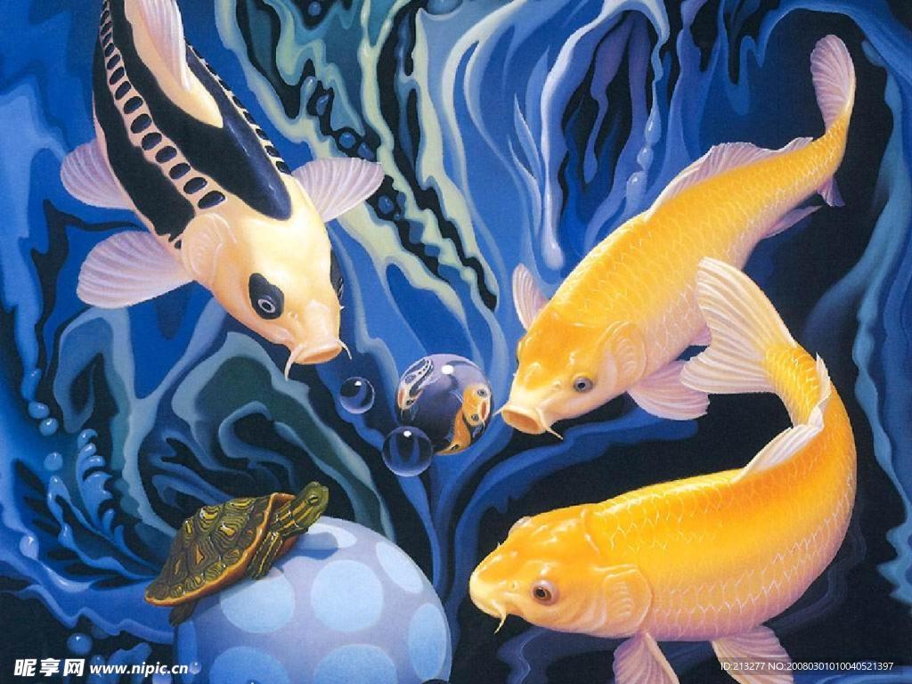 精美奇妙的动物画：鱼戏海底
