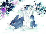 十二生肖-兔水墨画