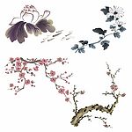 古画 水墨画 花 草 植物 竹子