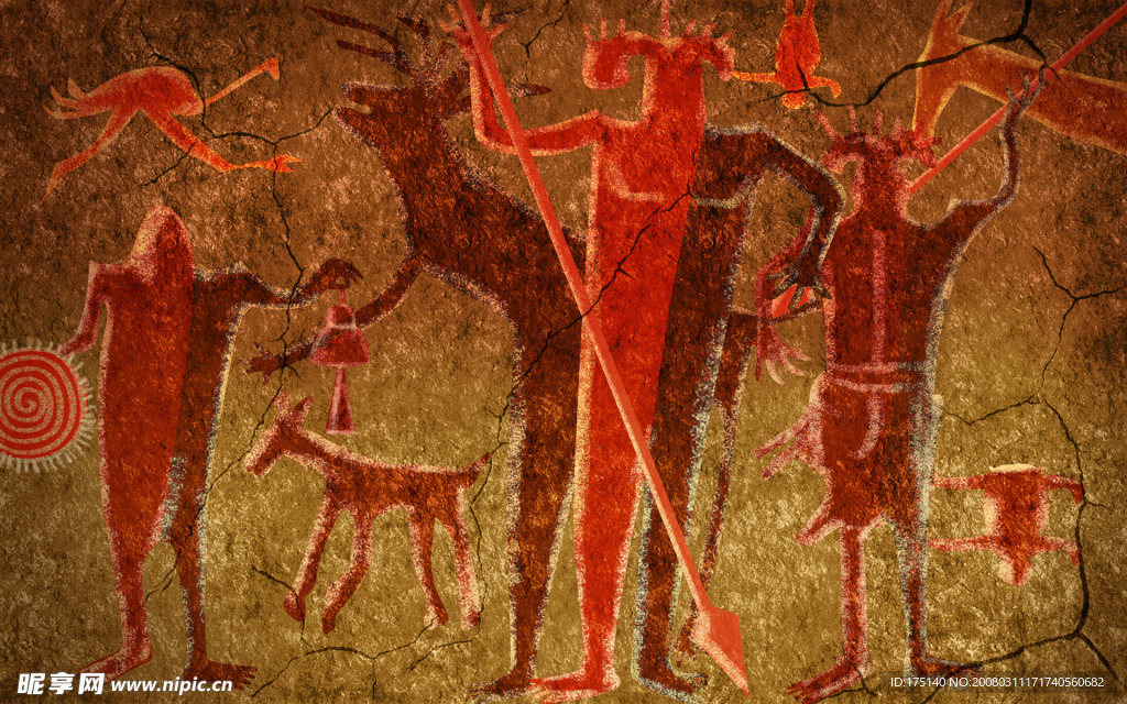 手绘古埃及壁画人物艺术