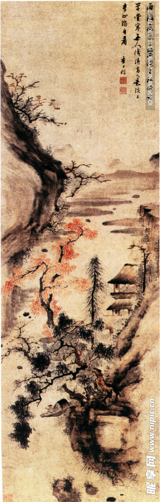 秋景山水图