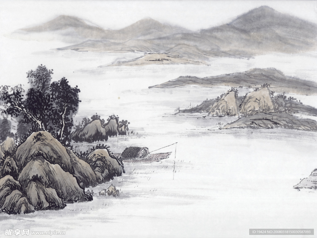 山水水墨画 古代山水画