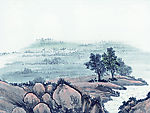 山水水墨画古代山水画