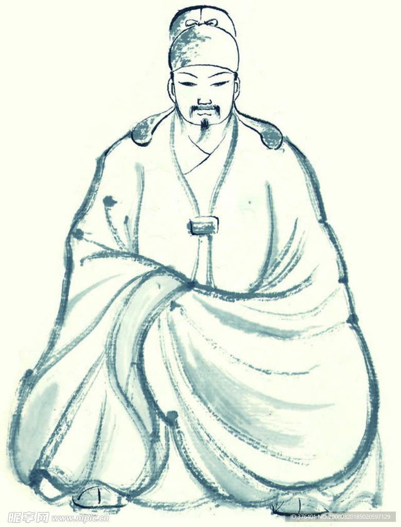 古典墨画人物素材