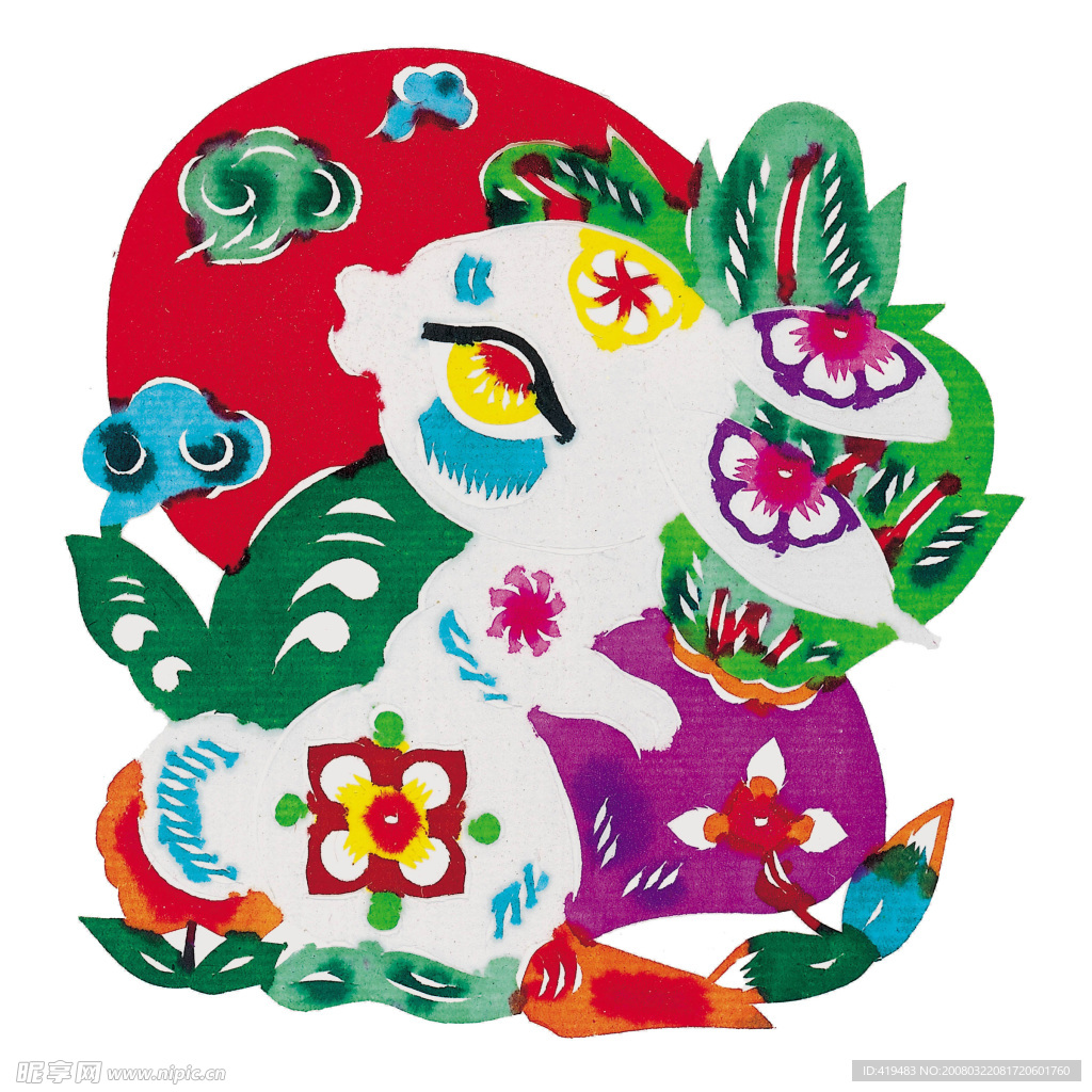 十二生肖  剪纸  兔