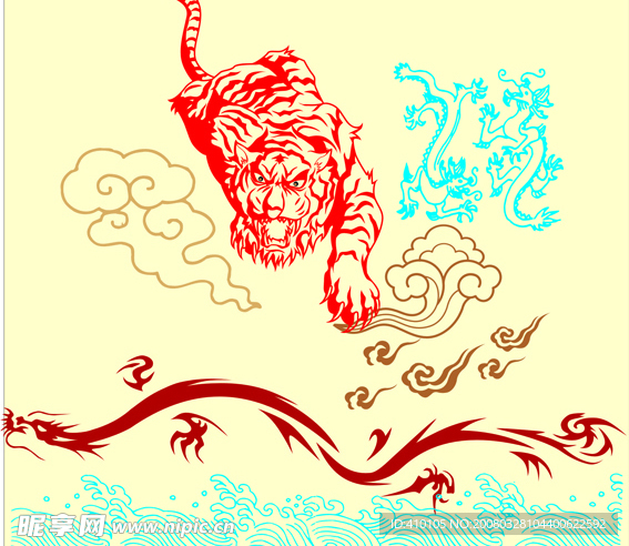 猛龙猛虎祥云