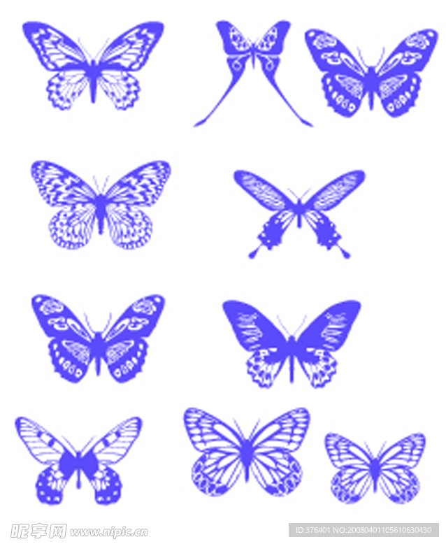 各种不同样式的蝴蝶笔刷