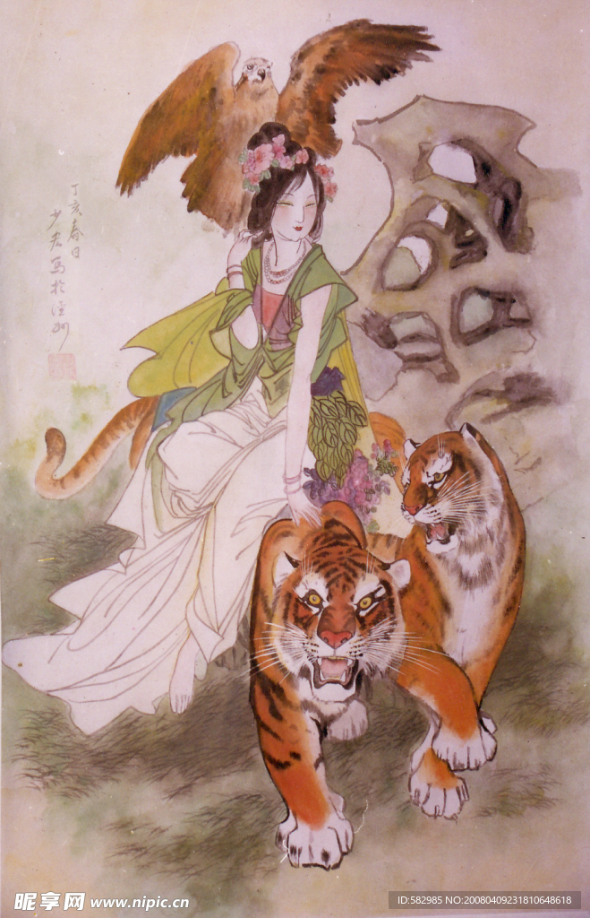 跨虎神女图