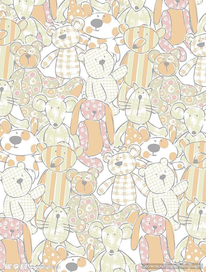 抽象的可爱小熊-匹印绣
