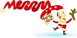 抽象圣诞节元素组合-溜冰的圣诞节老人