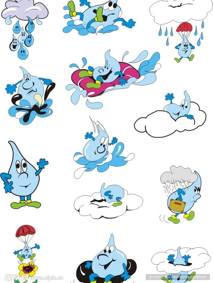 节水宣传绝对用得上的卡通水滴