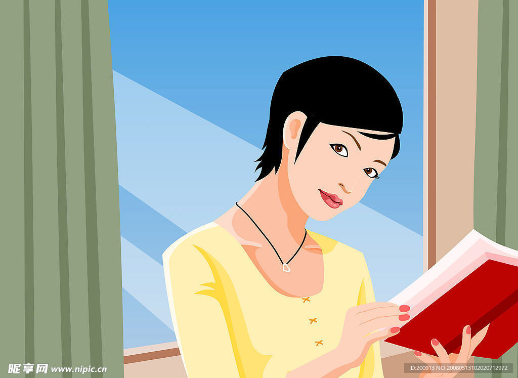 看书的美女