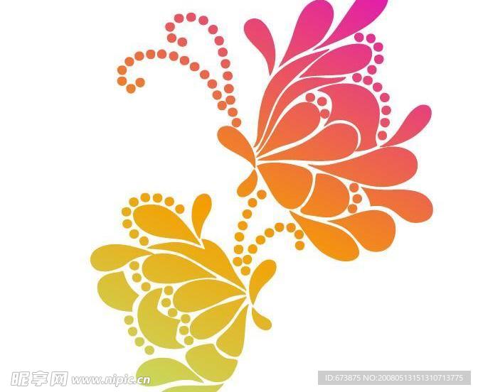 矢量蝴蝶花纹