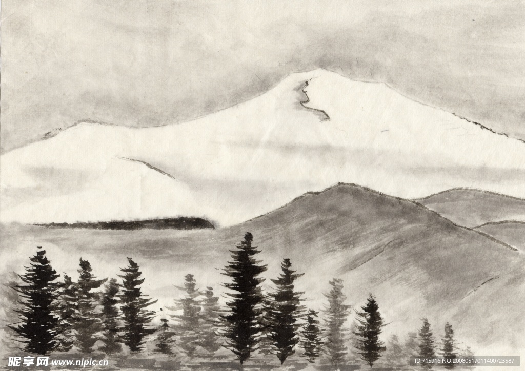 国画水墨风景