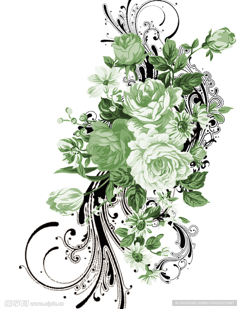 时尚花纹-精美手绘花纹-PSD分层