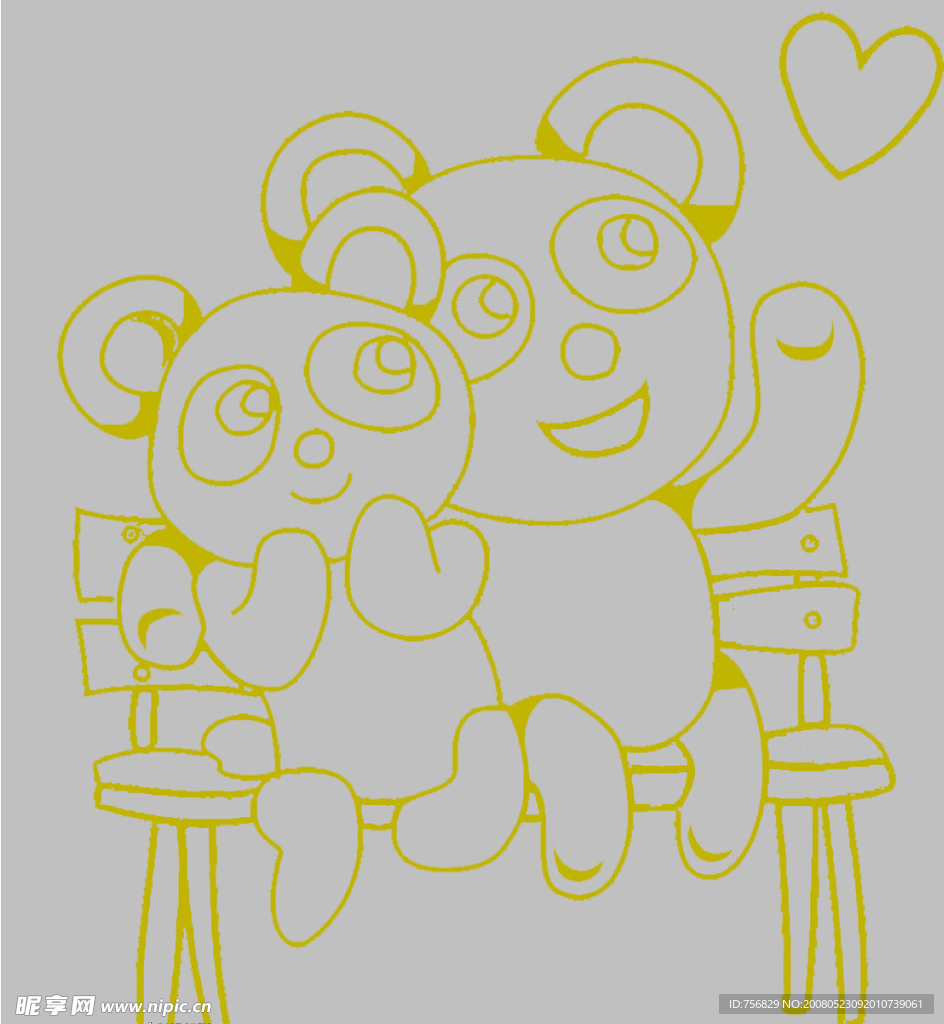 线描熊猫