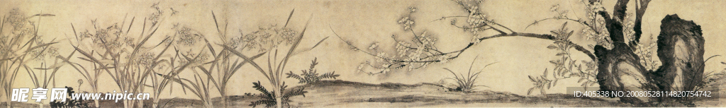水墨梅花水仙图