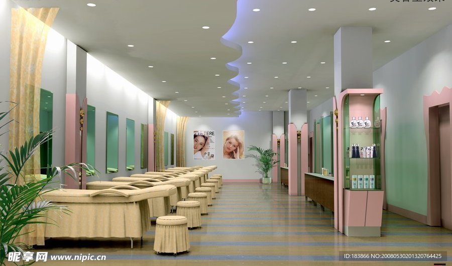 美容院 效果图 3d模型
