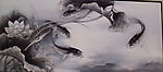 手绘油画-年年有鱼